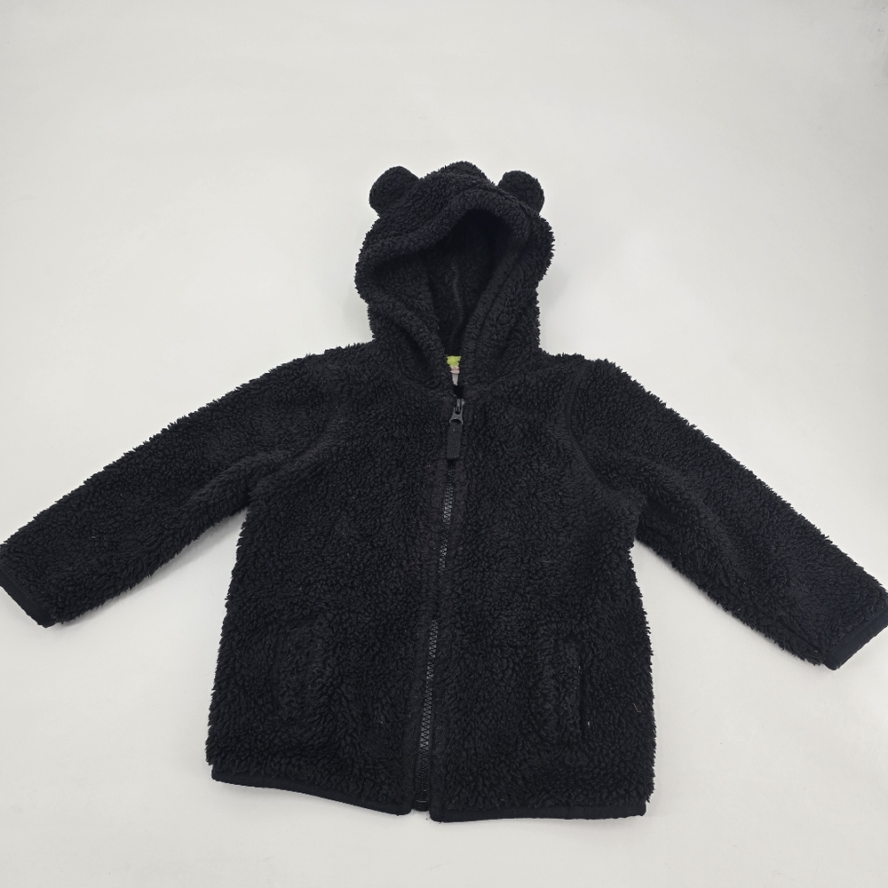 Cat and Jack Cozy Black Hooded Jacket with Bear Ears Size 2T